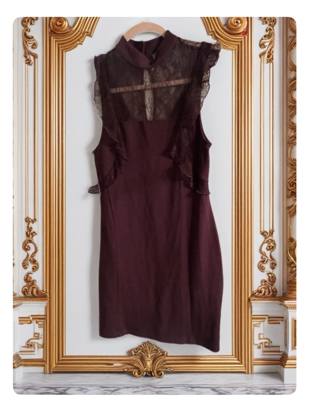 Free People Sleeveless Lace Yoke Mini Dress - Plum